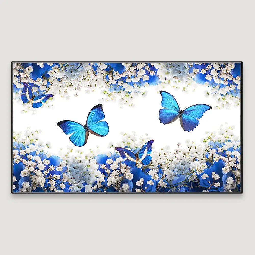 Butterflies in Garden Scenery Canvas Wall Hanging - All India Decor