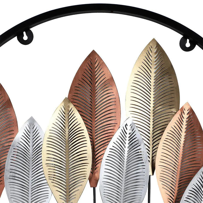 Round Etched Long Leaves Wall Décor for Living Room