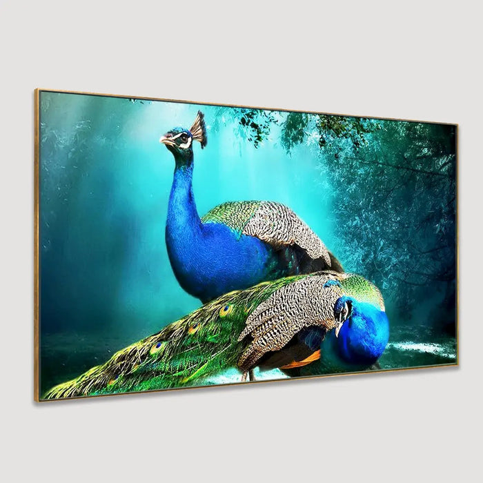 Peacock in Beautiful Forest Canvas  Wall Hanging