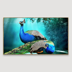 Peacock in Beautiful Forest Canvas Wall Hanging - All India Decor