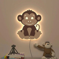 Cheerful Monkey Baby Backlit Wooden Wall Décor - All India Decor