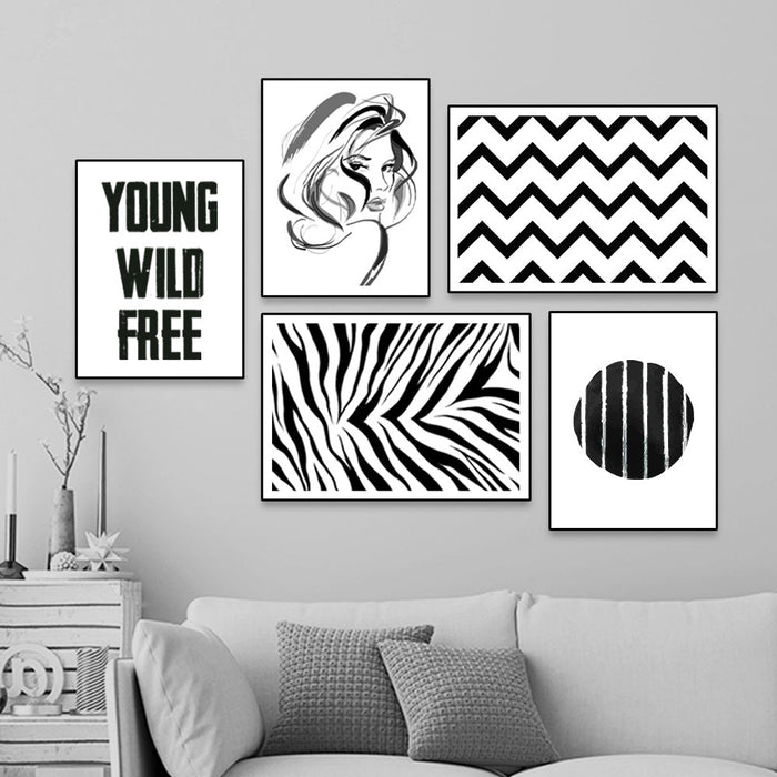 Young Wild Free Monochrome Frame Set of 5