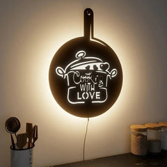 Round Love for Cooking Kitchen Backlit Wall Decor Art Piece - All India Decor