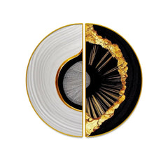 Geometric Asymmetric Round Print Painting On Canvas Set Of 2 Pieces - All India Decor