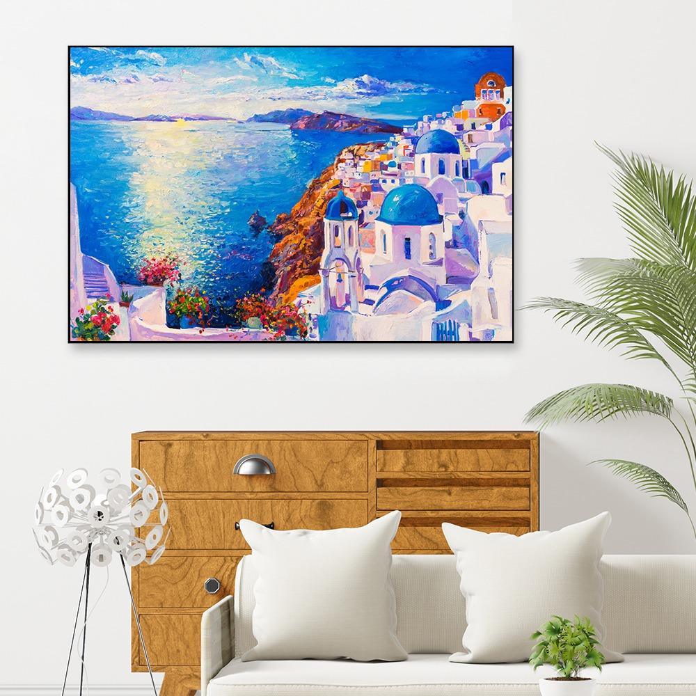 Greece House view Framed Wall Art - All India Decor