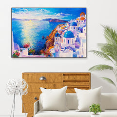 Greece House view Framed Wall Art - All India Decor