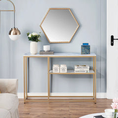 Console Table, Metal Frame Entryway Table With Gold Base - All India Decor