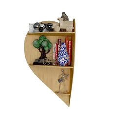 Heart Shape Wood Corner Wall Shelf / Book Shelf,Oak Finish - All India Decor