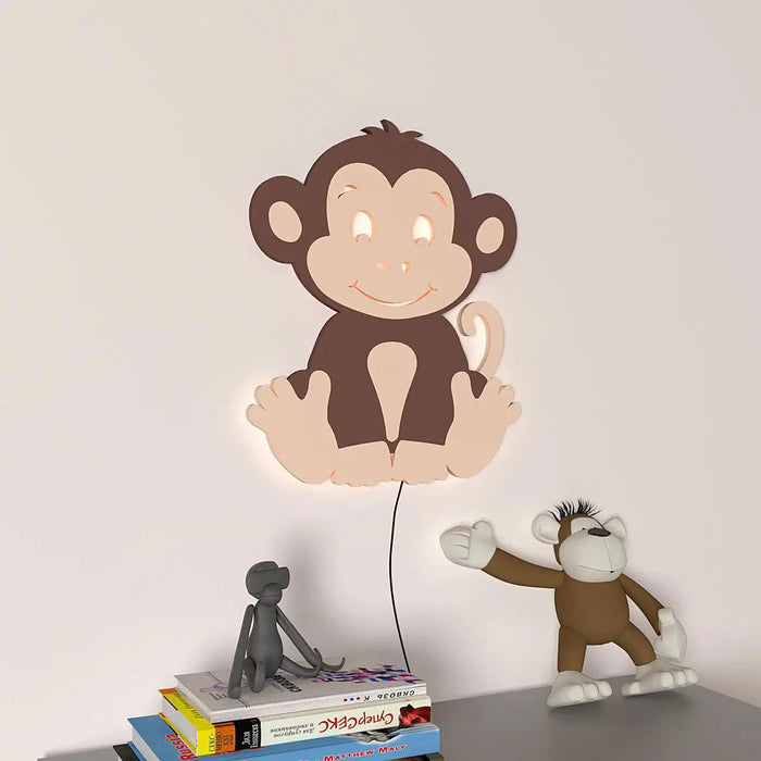 Cheerful Monkey Baby Backlit Wooden Wall Décor