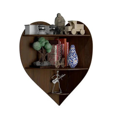 Heart Shape Wood Corner Wall Shelf / Book Shelf,Walnut Finish - All India Decor