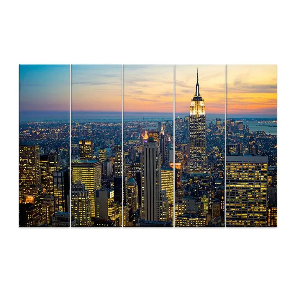 New York Downtown Split Wall Art Set of 5 - All India Decor