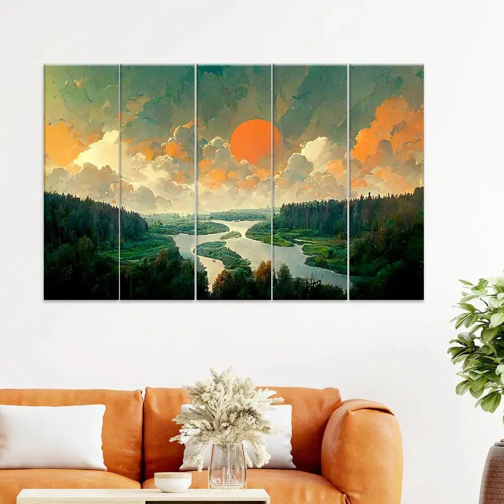 Glorious Morning Split Wall Art Set of 5 - All India Decor
