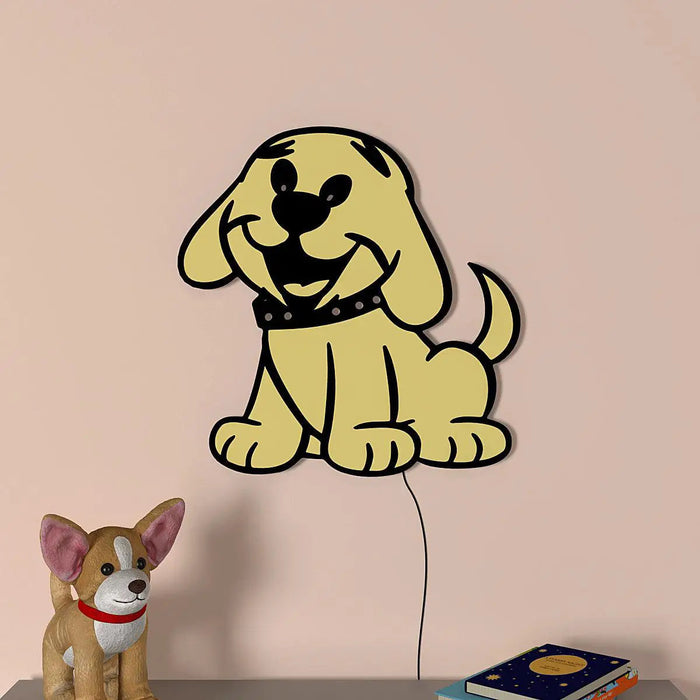 Cheerful Dog Backlit Wooden Wall Décor