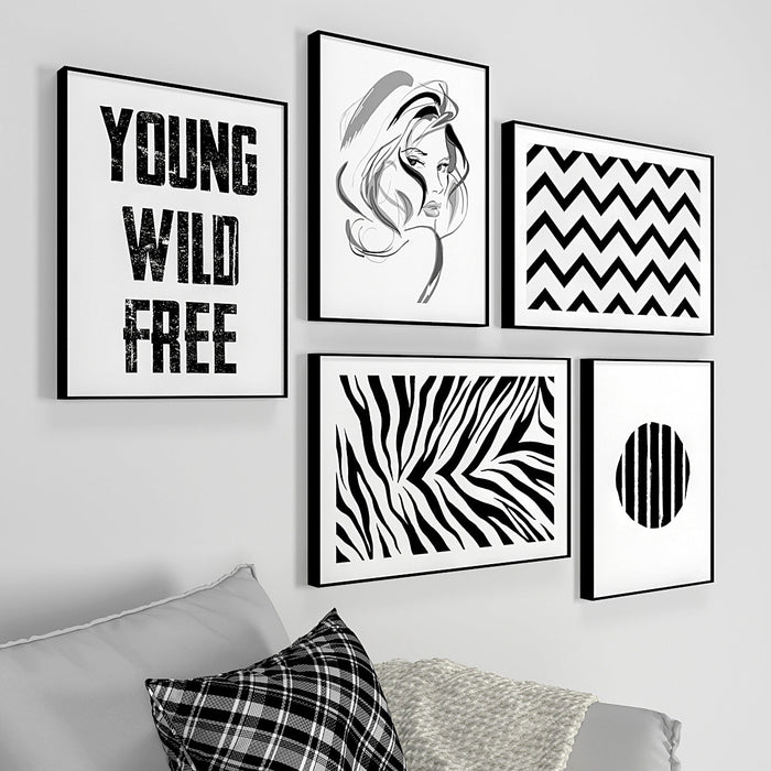 Young Wild Free Monochrome Frame Set of 5