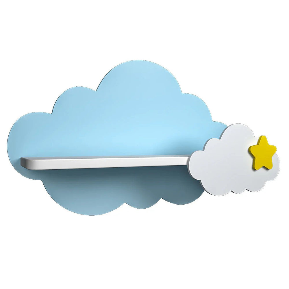 Cloud - Shaped Wooden Wall Shelf for Kids (Blue & White) - All India Decor