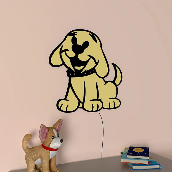 Cheerful Dog Backlit Wooden Wall Décor