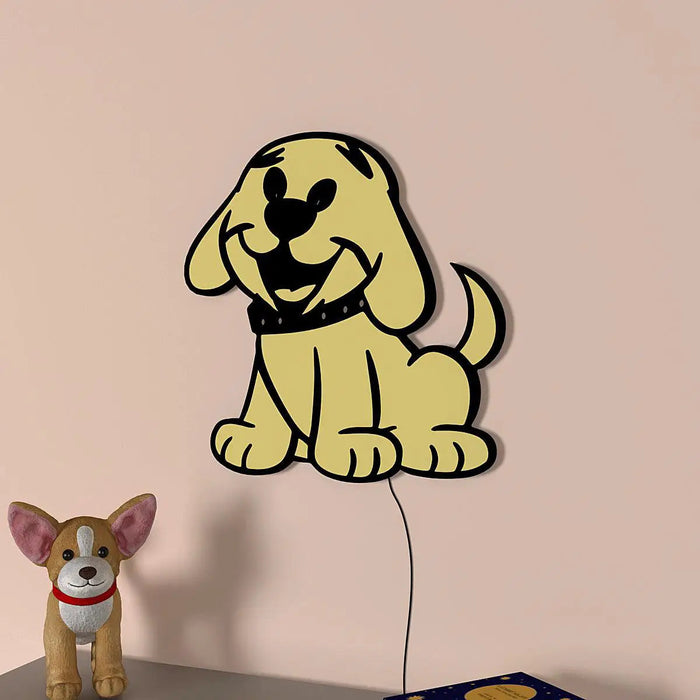 Cheerful Dog Backlit Wooden Wall Décor