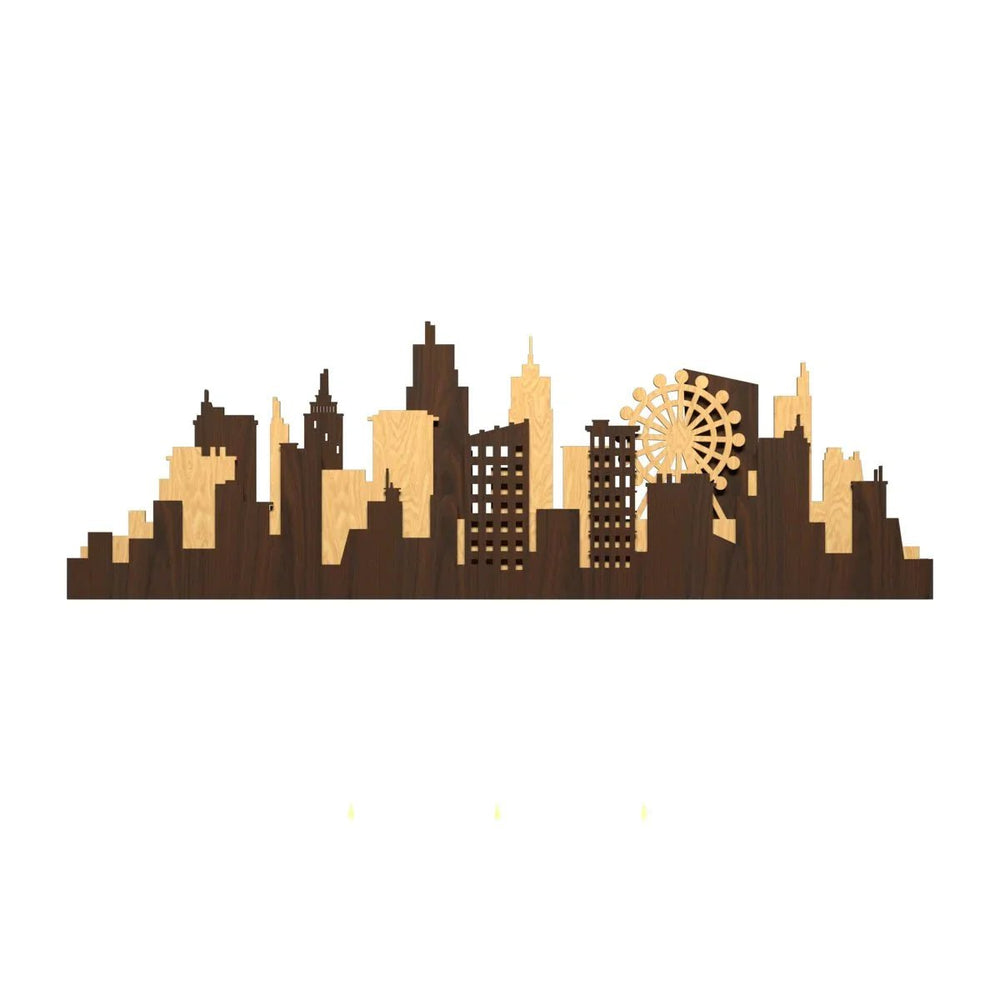 London City Backlit Wall Art / Night Light, Walnut or Oak Finish - All India Decor