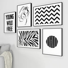 Young Wild Free Monochrome Frame Set of 5 - All India Decor