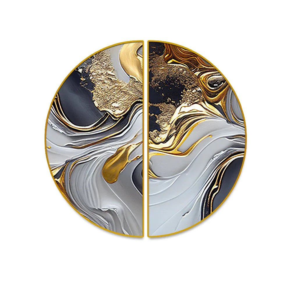 Abstract Texture Background Fluid Art Black White And Gold Paint Splatter Blending Paint Generative Effect - All India Decor