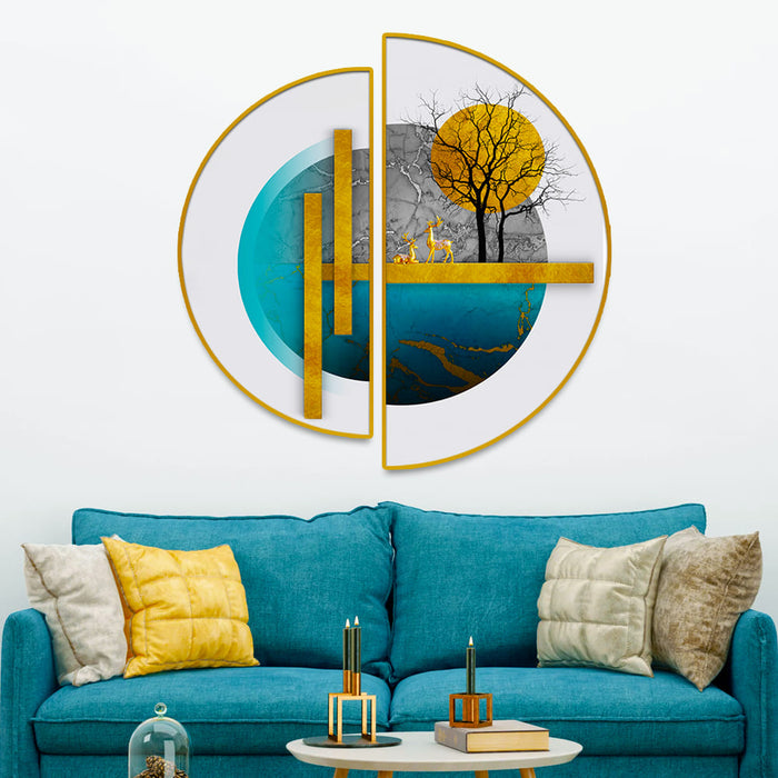 Minimalistic Tree Abstract Semi Cirlcle - Canvas Art Print