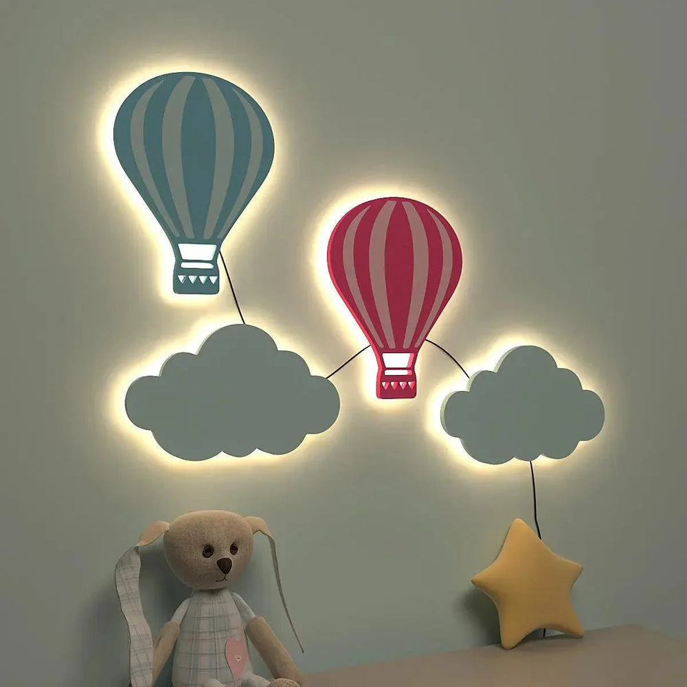 Pastel Hot Air Balloon Backlit Wooden Wall Décor - All India Decor
