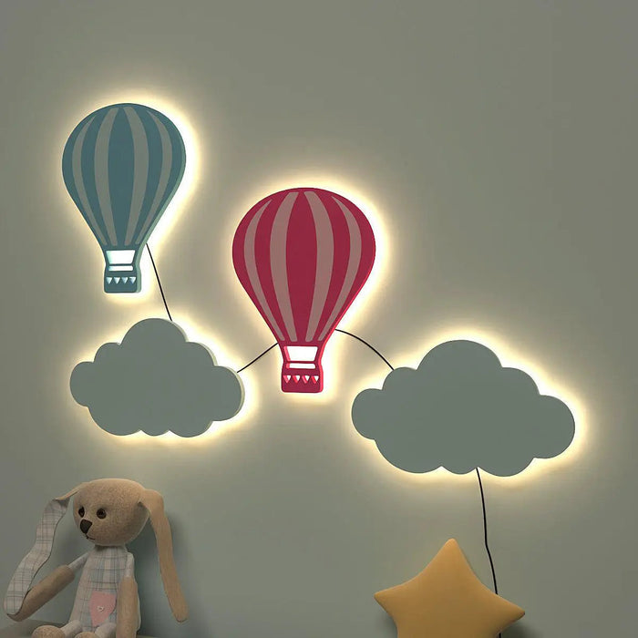 Pastel Hot Air Balloon Backlit Wooden Wall Décor