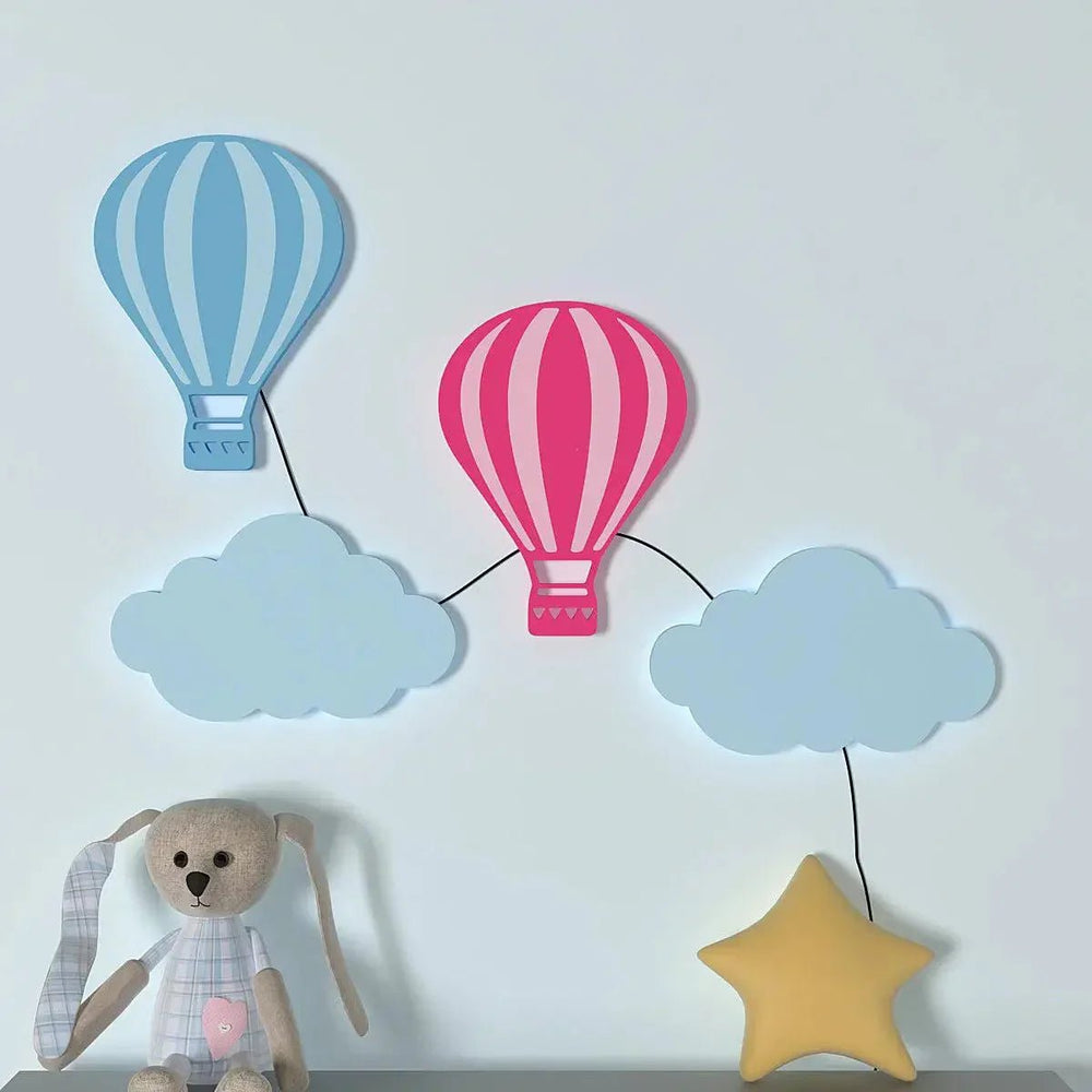 Pastel Hot Air Balloon Backlit Wooden Wall Décor - All India Decor