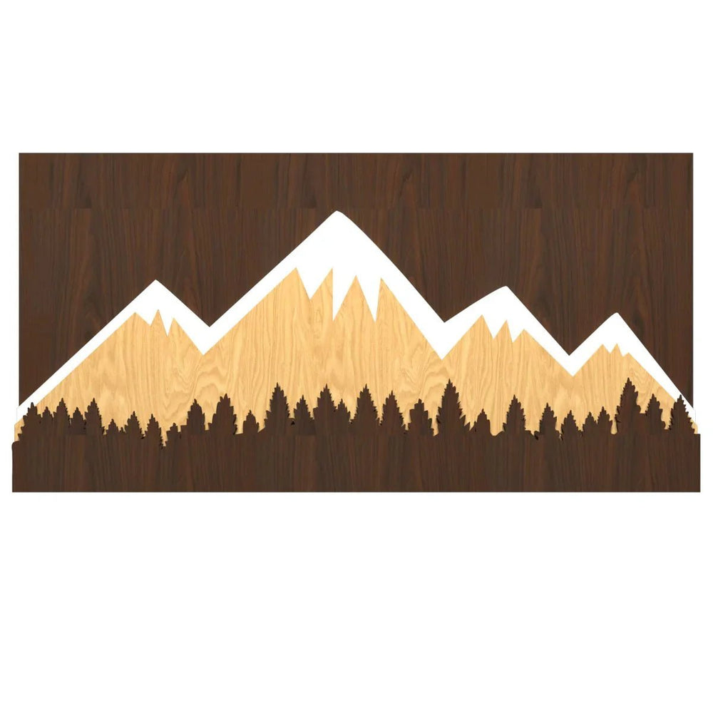Snow - capped Mountain Backlit Wall Art / Night Light, Walnut or Oak Finish - All India Decor