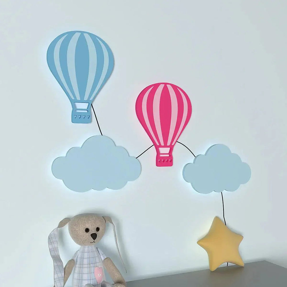 Pastel Hot Air Balloon Backlit Wooden Wall Décor - All India Decor