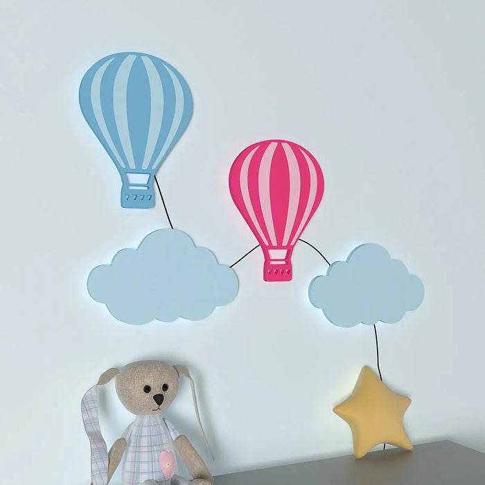 Pastel Hot Air Balloon Backlit Wooden Wall Décor