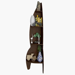 Rocket Shape Wood Corner Wall Shelf Large Size / Book Shelf,Walnut Finish - All India Decor