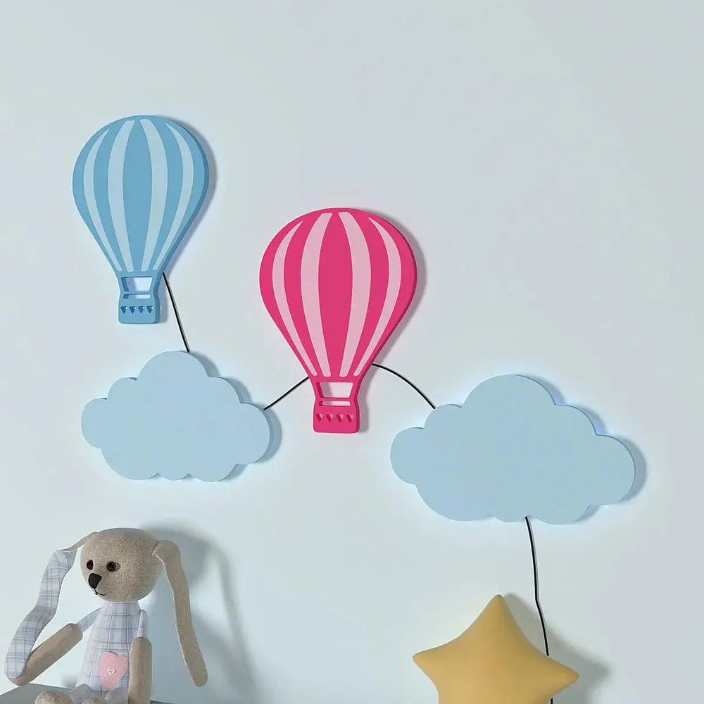 Pastel Hot Air Balloon Backlit Wooden Wall Décor - All India Decor