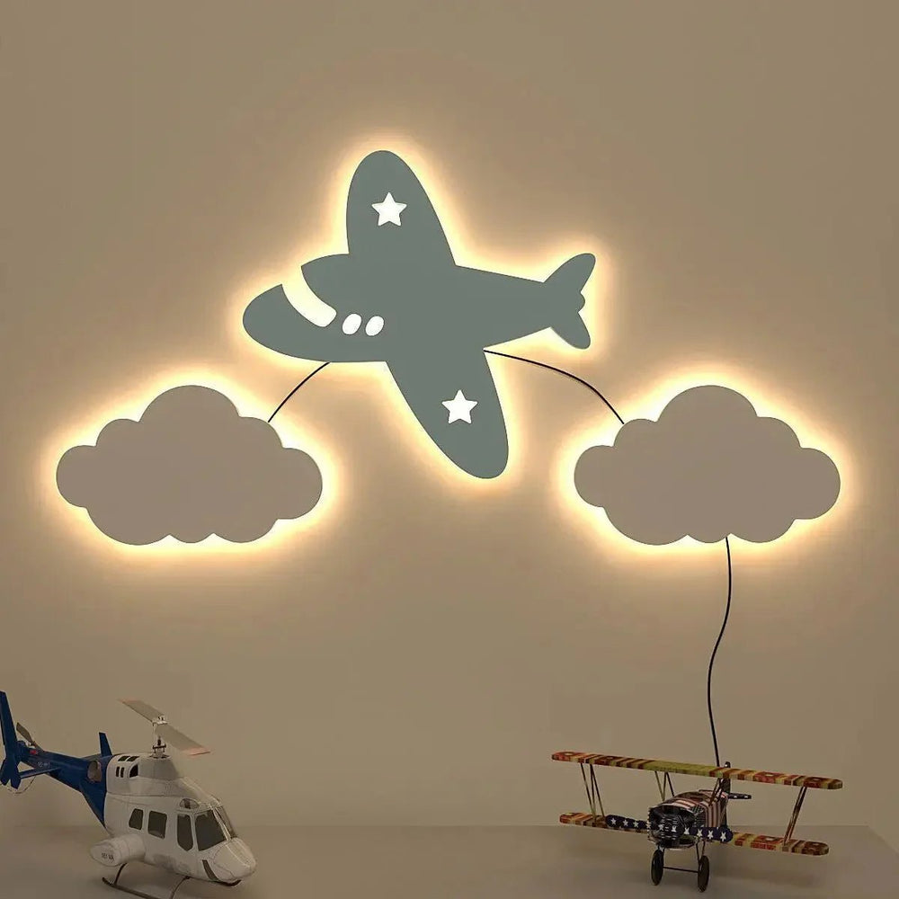 Aeroplane Kids Backlit Wooden Wall Décor - All India Decor