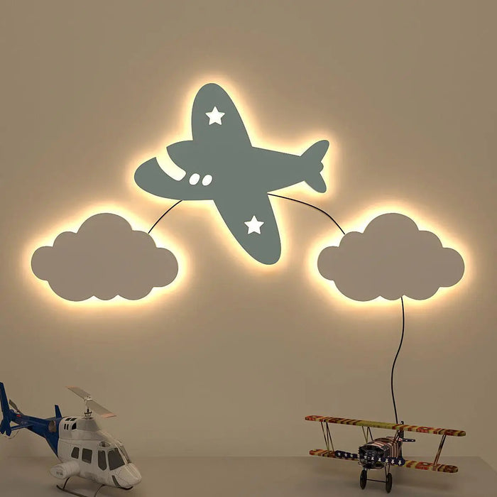 Aeroplane Kids Backlit Wooden Wall Décor