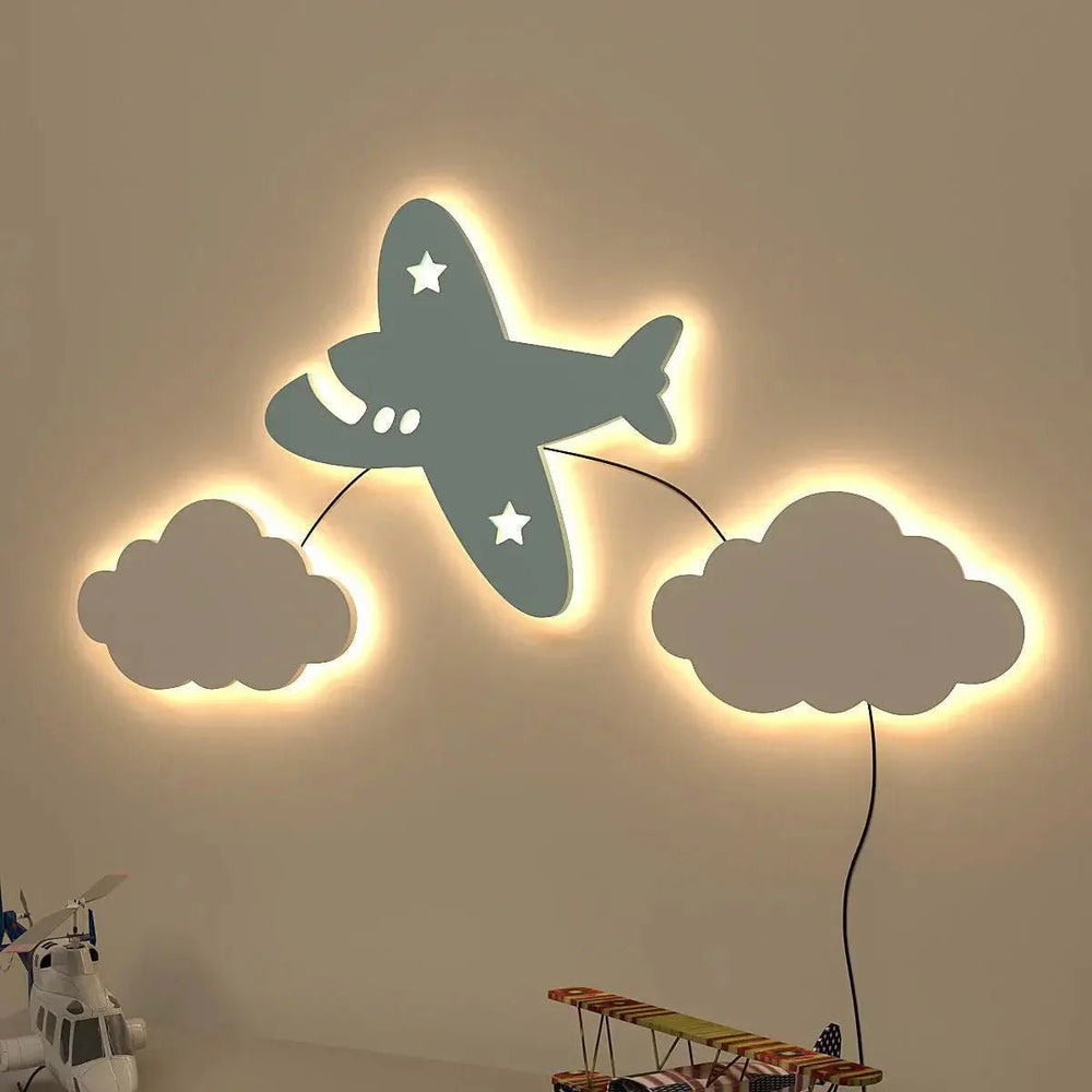 Aeroplane Kids Backlit Wooden Wall Décor - All India Decor