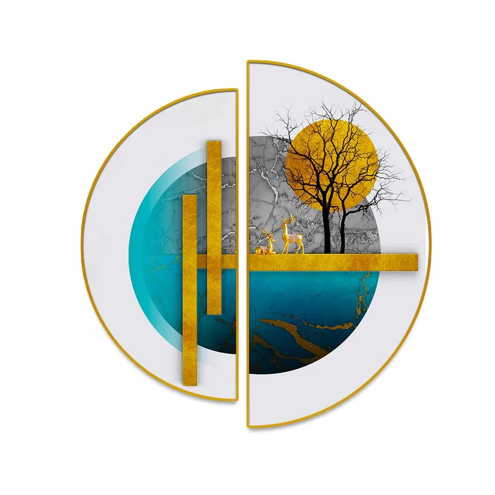 Minimalistic Tree Abstract Semi Cirlcle - Canvas Art Print - All India Decor