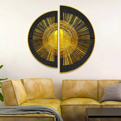 Golden Geometry Semi Circle Wall Paintings & Art - All India Decor