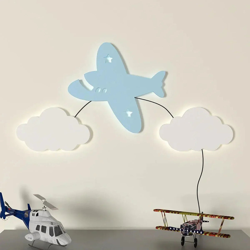 Aeroplane Kids Backlit Wooden Wall Décor - All India Decor
