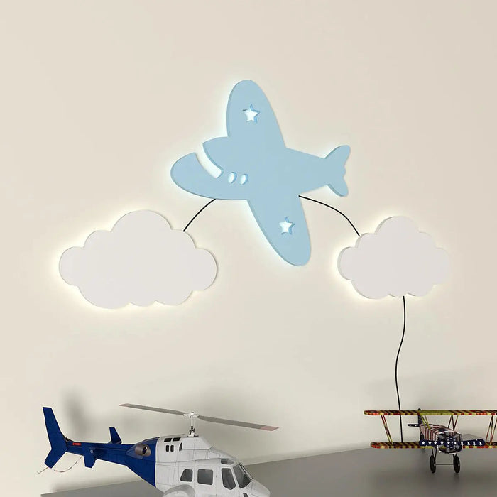 Aeroplane Kids Backlit Wooden Wall Décor