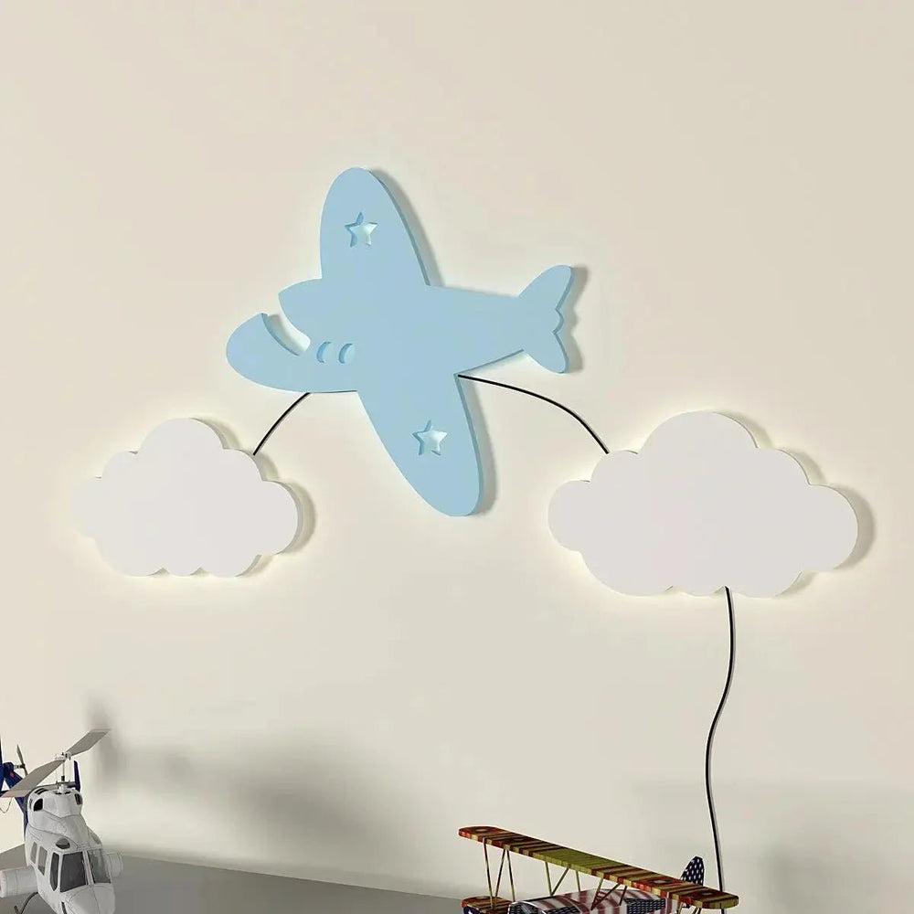 Aeroplane Kids Backlit Wooden Wall Décor - All India Decor