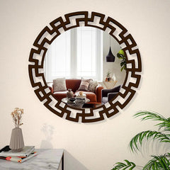 Modern Decorative Brown Round Vanity Mirror - All India Decor