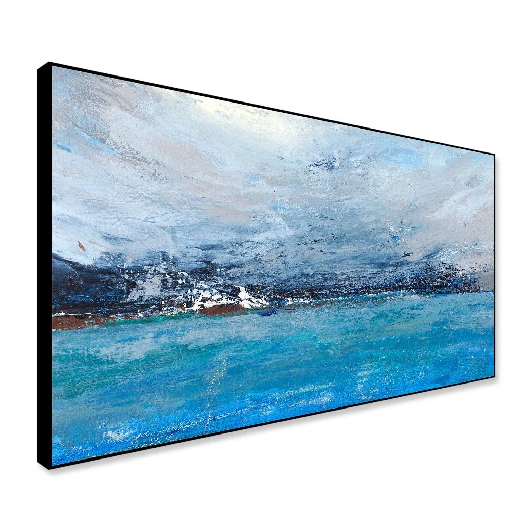 Blue Lagoon Abstract Contemporary Framed Wall Art - All India Decor