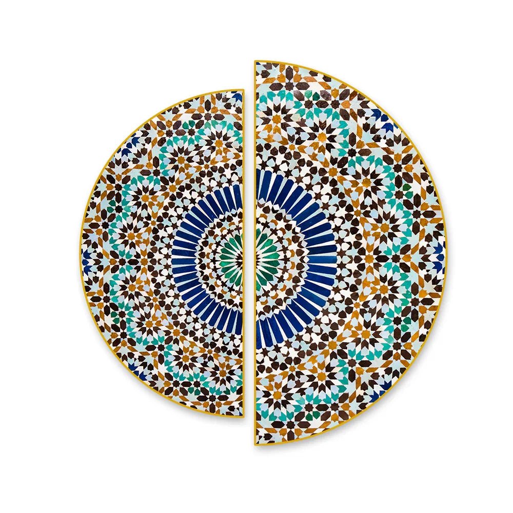 Intricate Traditional Pattern Semi Circle Frames Set Of 2 - All India Decor