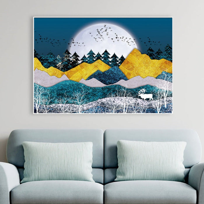 Moonlit Steepy Terrain Framed Wall Art