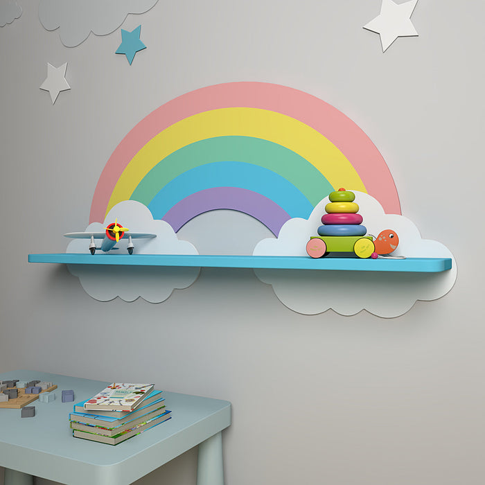 Rainbow Wooden Shelf for Kids