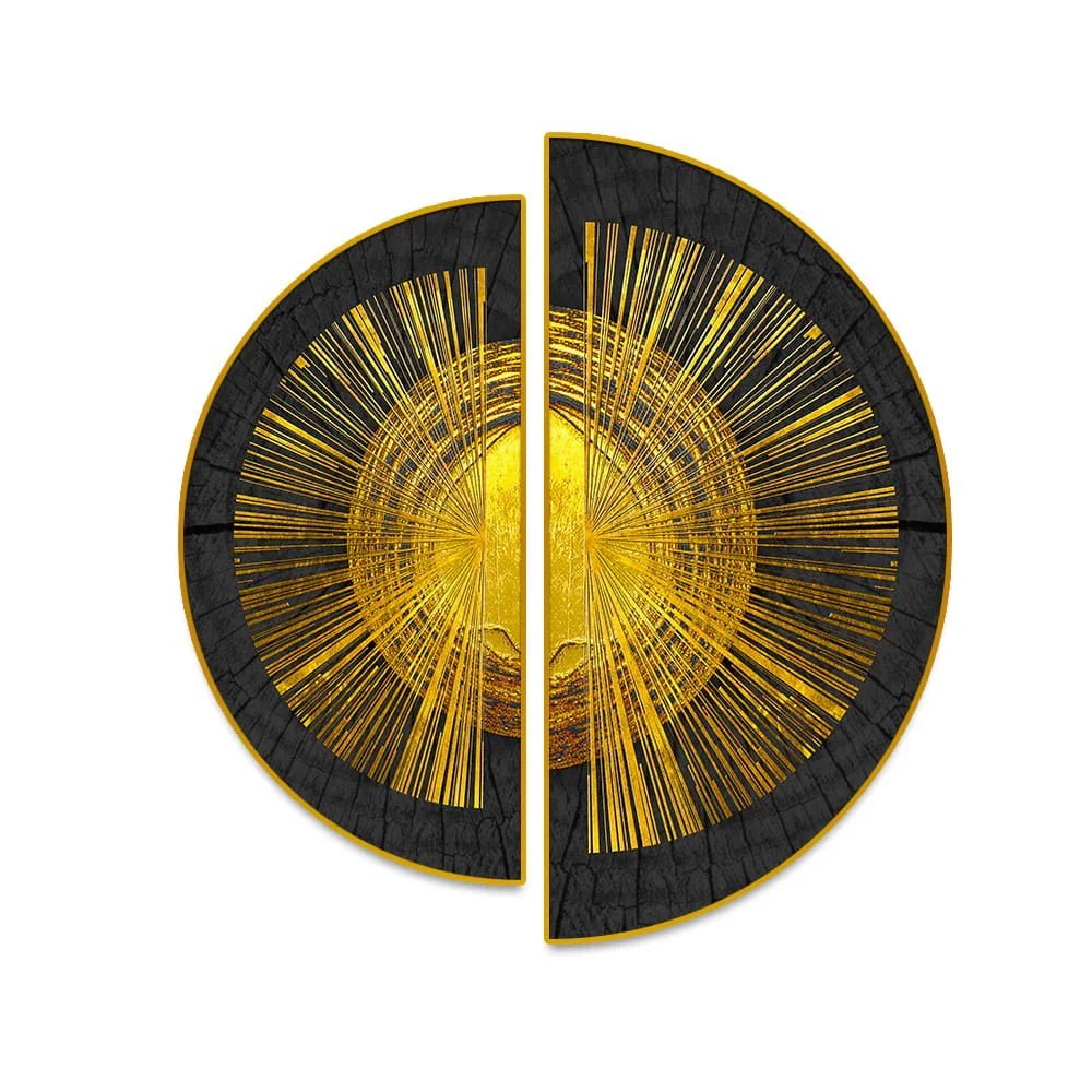 Golden Geometry Semi Circle Wall Paintings & Art - All India Decor