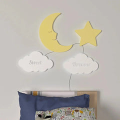 Sweet Dreams Moon & Star Backlit Wooden Wall Décor - All India Decor
