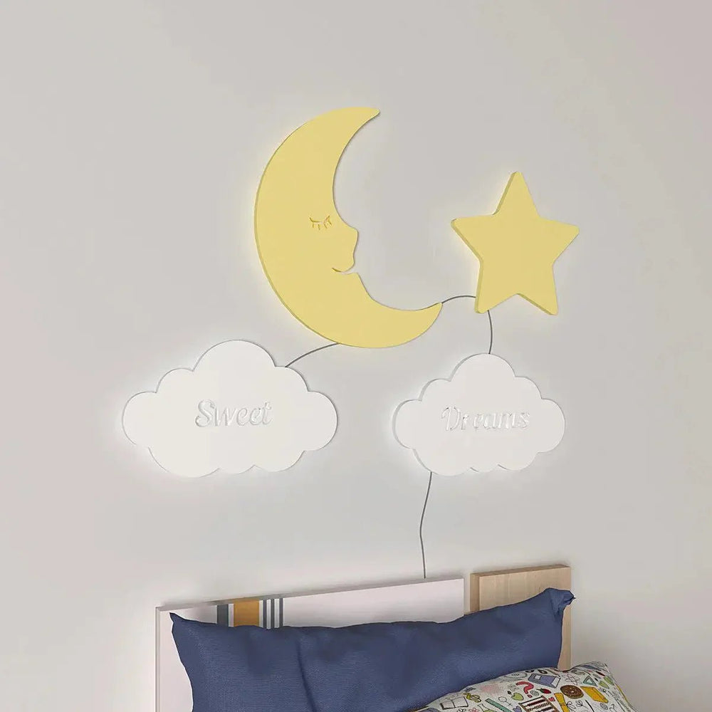Sweet Dreams Moon & Star Backlit Wooden Wall Décor - All India Decor