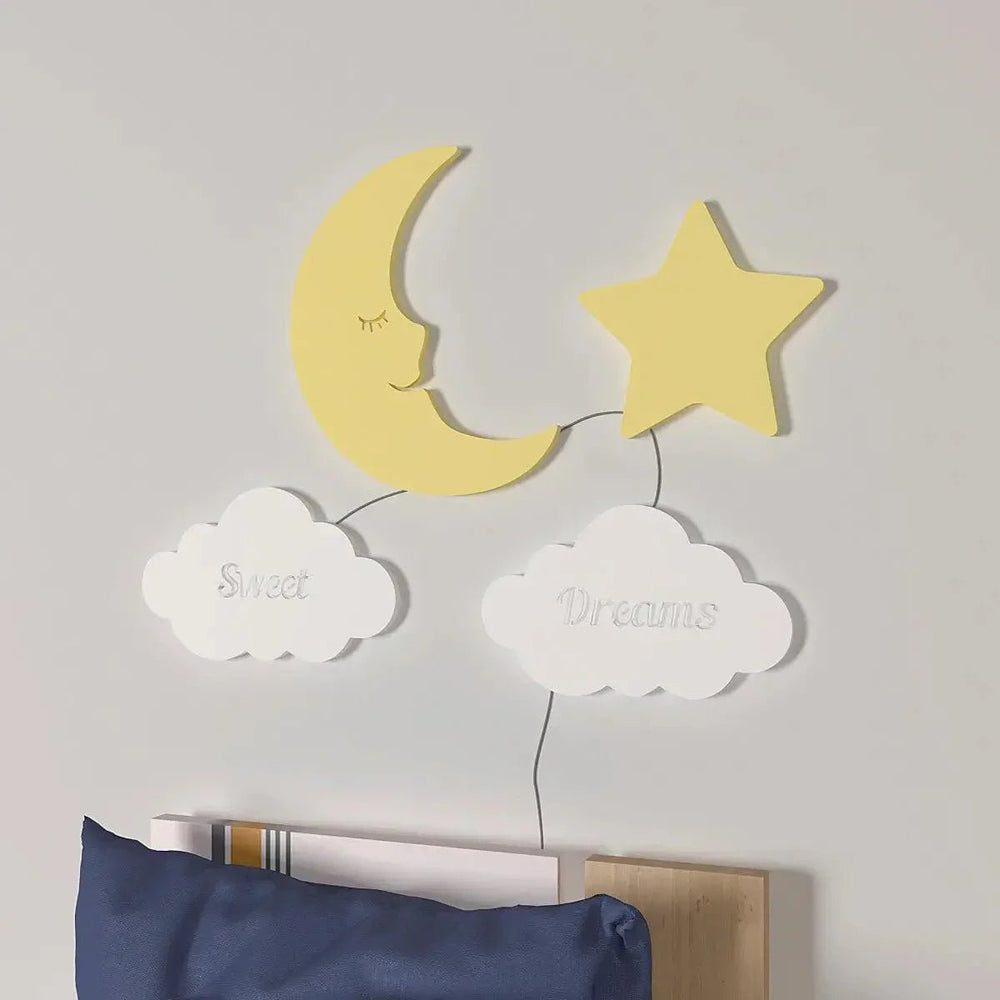 Sweet Dreams Moon & Star Backlit Wooden Wall Décor - All India Decor